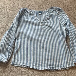 Old Navy Light Blue Striped Blouse